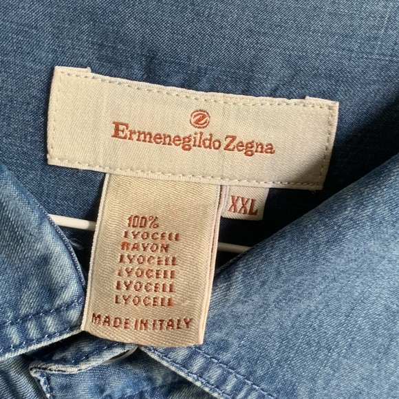 Ermenegildo Zegna XXL blue men’s dress shirt - Picture 3 of 3